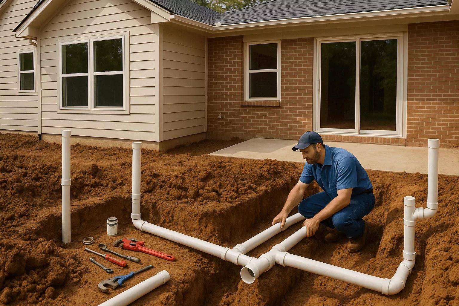 Home addition plumbing work in progress