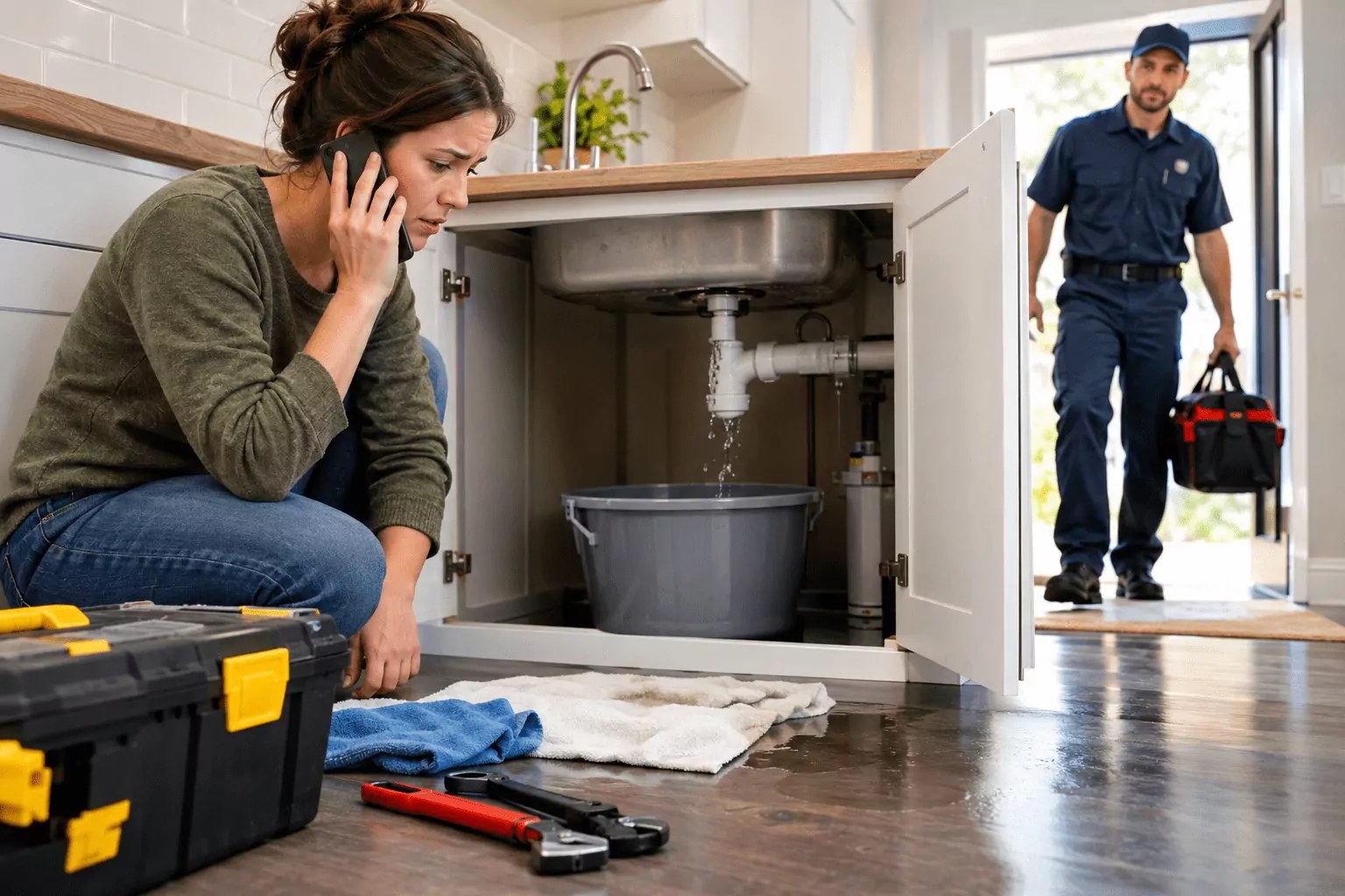 Homeowner calling for emergency plumbing help