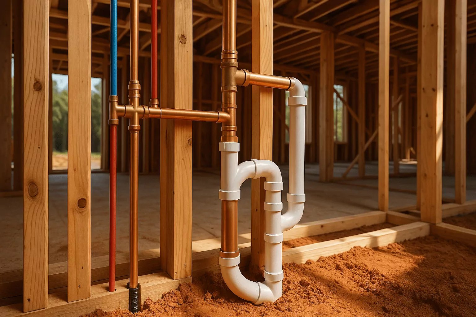 New construction plumbing rough-in