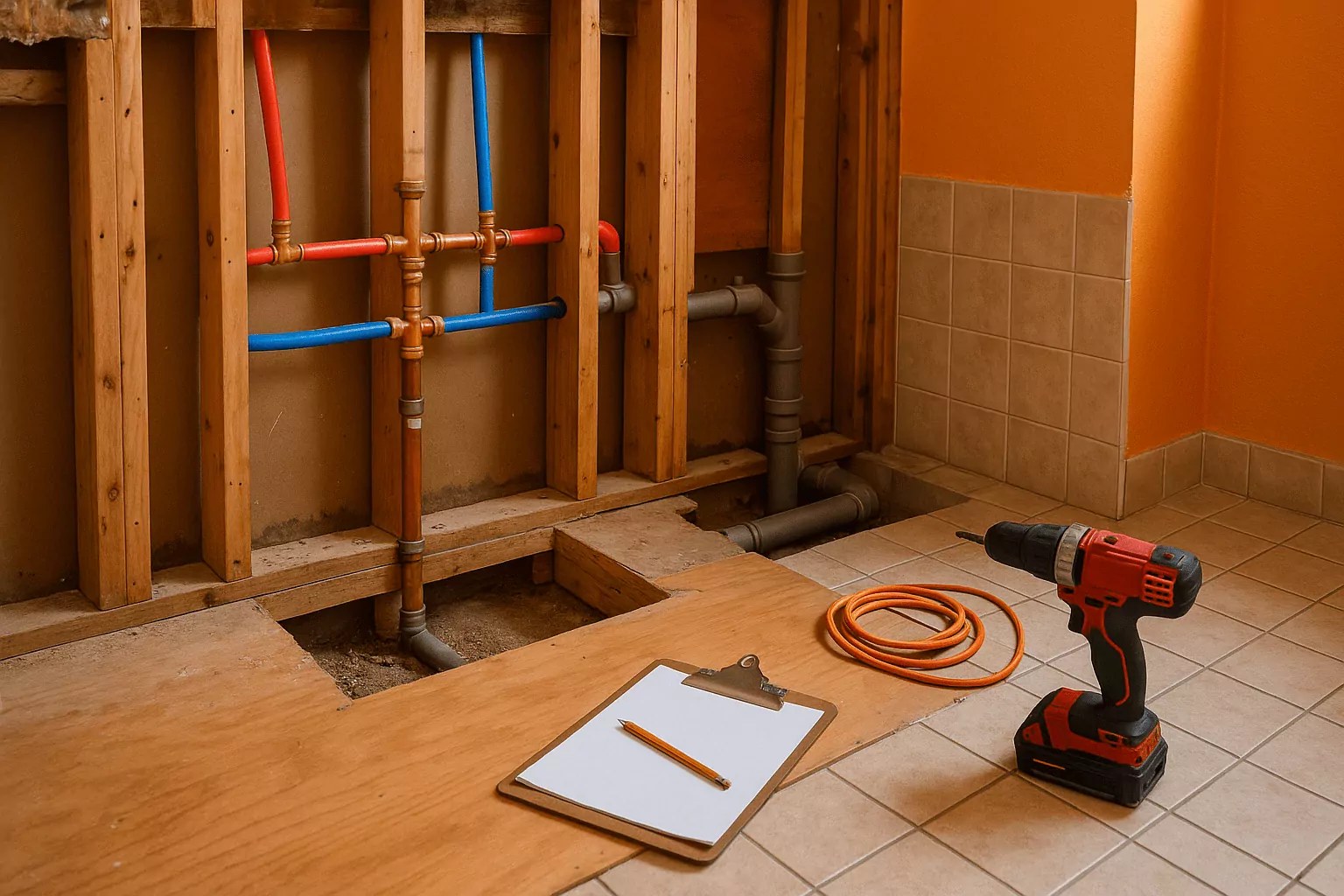 Repiping work during a remodel